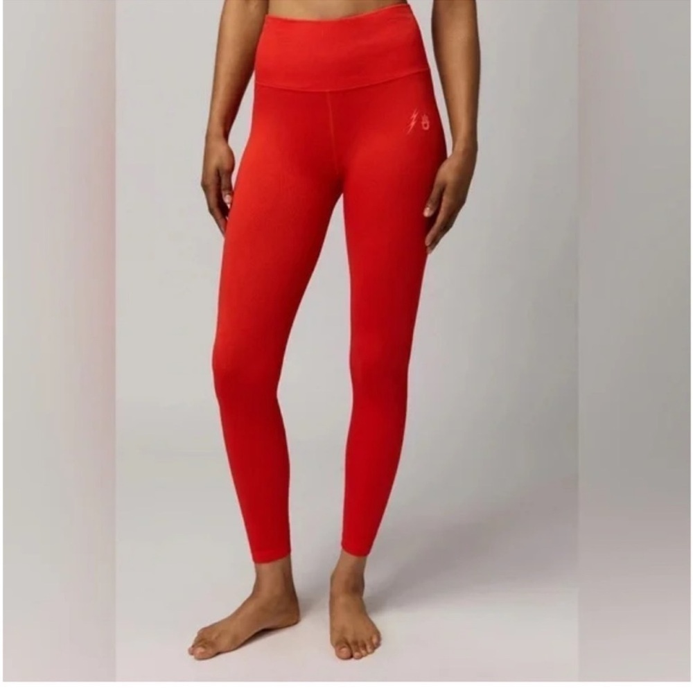 NWT Spiritual Gangster Red Ribbed Sculpted Legging Never Knocked Out Tights XS/S